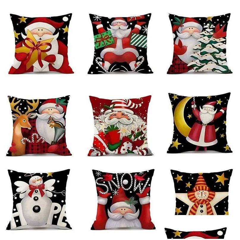 Almofada / travesseiro decorativo Almofada de Natal Er Decorações de Natal para casa Feliz Ornamento Fronha Natal Navidad Ano Novo Entregar Dhx3F