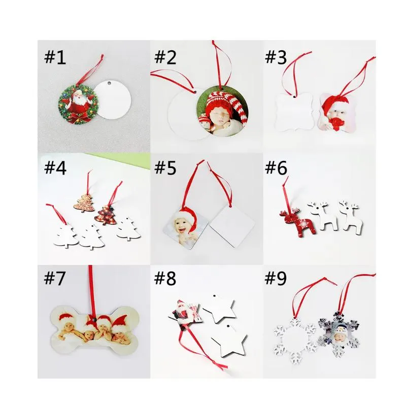 9 stylów sublimacja mdf ozdoby świąteczne dekoracje okrągłe kwadratowe kształt dekoracje