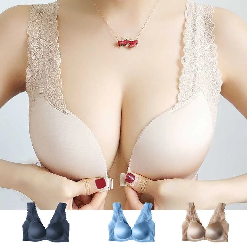 Bras Sexy Push Up Bra Top Koronkowe bezszwowe Unane Women Brak bez ramki Balette dla kobiet bielizny BH Back Backless Bra P230417