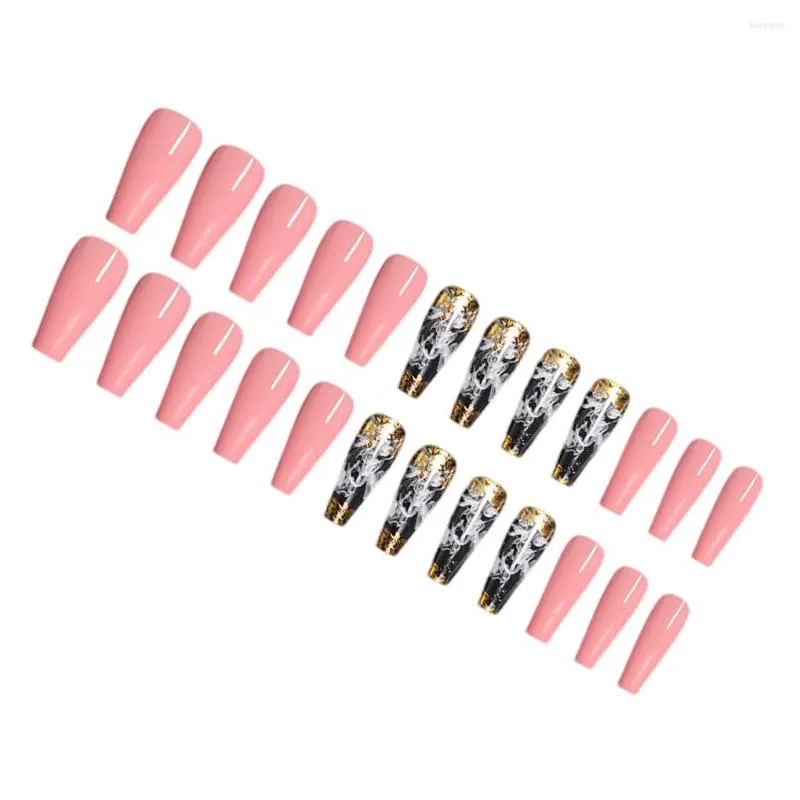 False Nails 1/2/3 Length Coffin Fake Nail Glossy Fashionable Classic Scratch Resistant Press-on Fingernails Manicure Stickers Women Girls