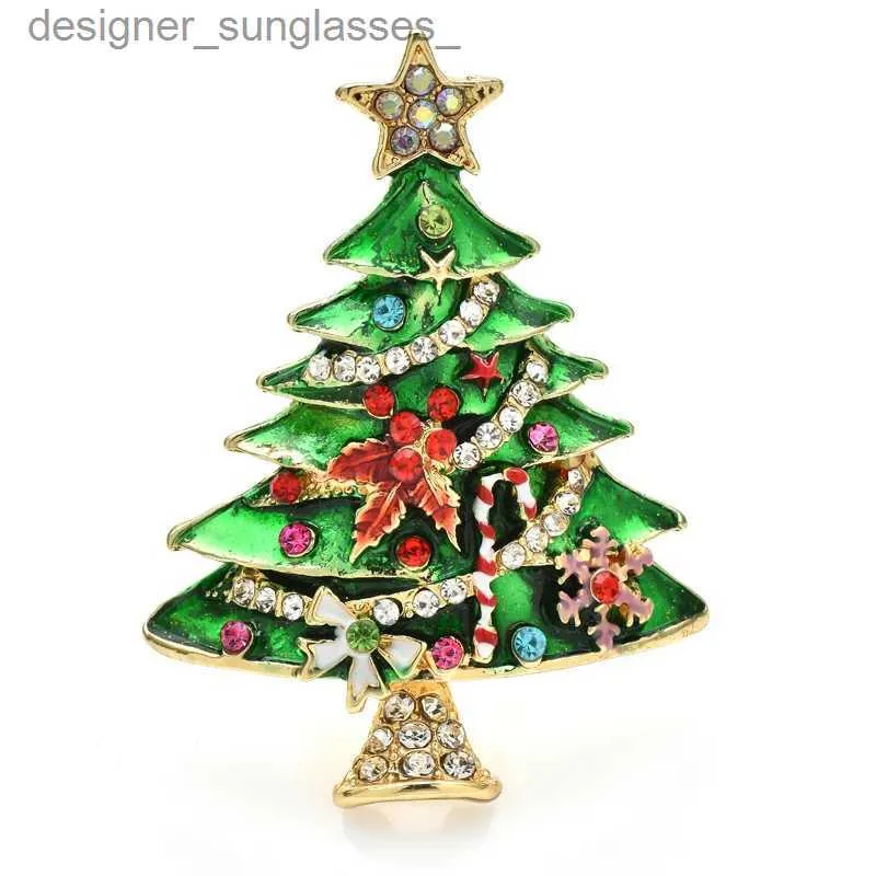 Pins Brooches Wuli baby Christmas Tree Brooches For Women Men 2-color Enamel Gifts On Tree Plants Party Office Brooch Pin GiftsL231117