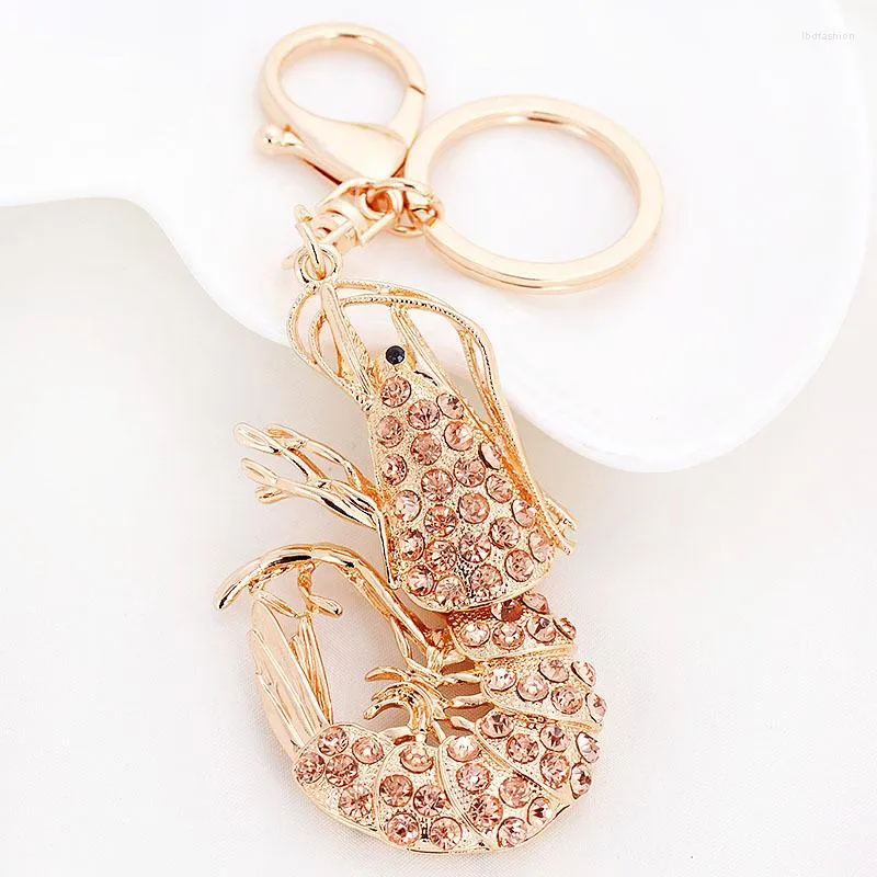 Keychains Lucky Charm Email-Animal Keychain Rhinestone-Crystal-Keyring Lobster-Claw-Clasp goudkleurige auto Key Chain Ring Food-Gifts