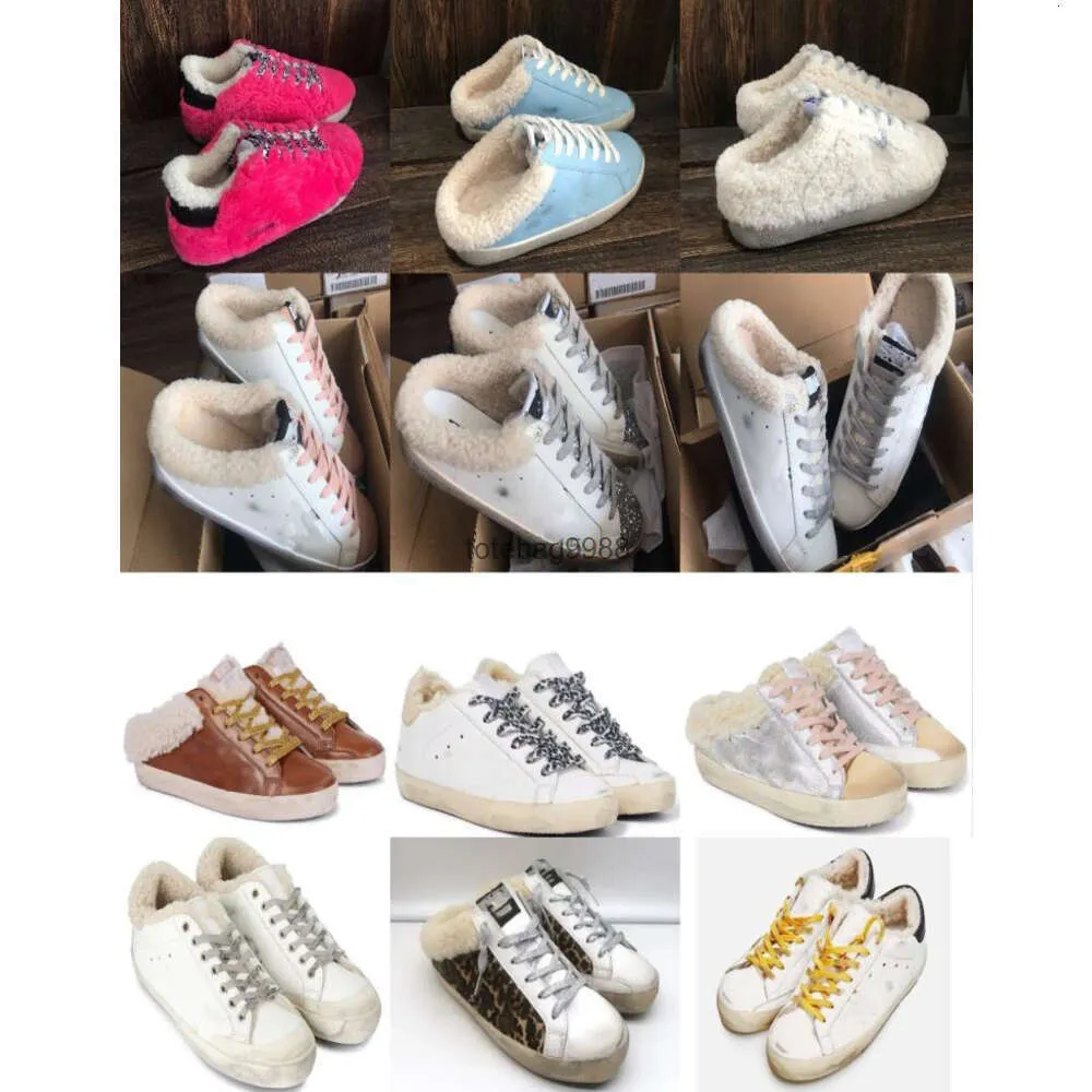 Luxe Golden Designer Baskets Super Star Femmes Slip on Peluche Mocassins Chaussures Décontractées Italie Mode Superstar Blanc Do-Old Dirty lia Woman9248969