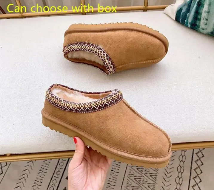 Clásico Hombre Mujer Tasman zapatilla botas de nieve Piel de oveja Piel de felpa mantener botas calientes con caja tarjeta bolsa para el polvo cómoda zapatilla casual Hermosos regalos