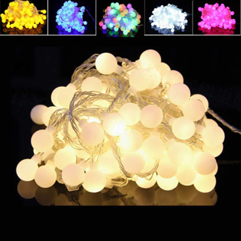 LED-strängar 10m-50m Fairy Garland LED BALL String Lights Chrias BULB Fairy String Dekorativa Lights For Holiday Wedding Party Decoration P230414