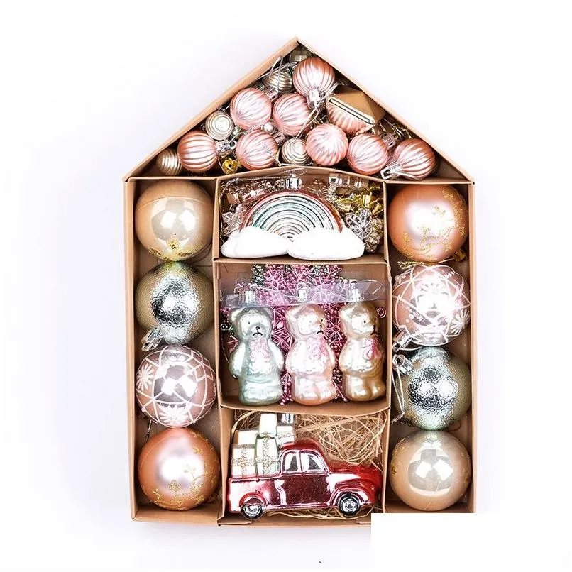 Décorations de Noël Ornements de Noël Ensemble de boules Arbre de Noël Pendentifs suspendus Navidad Noel Décoration Maison Cadeaux du Nouvel An 70Pcs / Set Dr Dh2Lh