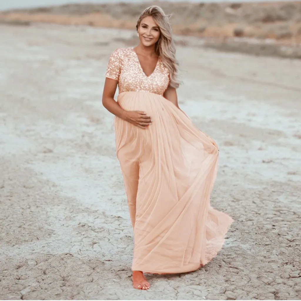 Maternity Dresses for Pregnancy Photoshoot Sequined Solid Lace Ankle-Length  Sleeveless Dress from Dhgate Maternity Dresses - price 93.75