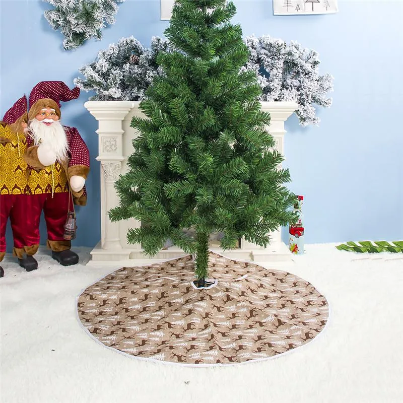 Decoraciones navideñas, falda de árbol de decoración, diámetro 80 Cm, café, alces impresos, hogar, 2023, envío directo