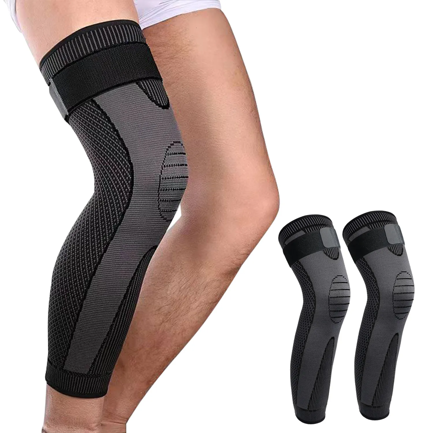 Elbow Knee Pads SKDK 1Pair Elasticity Long Knee Protector Brace Sports Knee High Elastic Compression Knee Sleeve Brace Knee Support Sleeves 230417