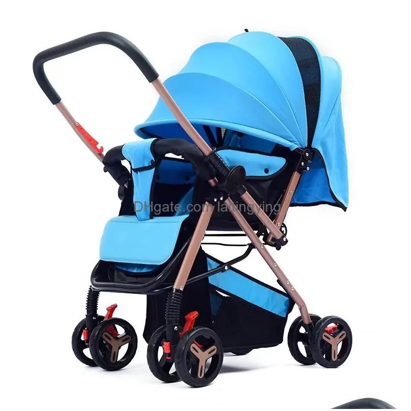 Kinderwagens# Luxe kinderwagen, opvouwbaar, lichtgewicht, dubbelzijdig, draagbare kinderwagen, kinderwagen, comfort voor geboren kinderen, drop-levering, moederschap, Dhry4