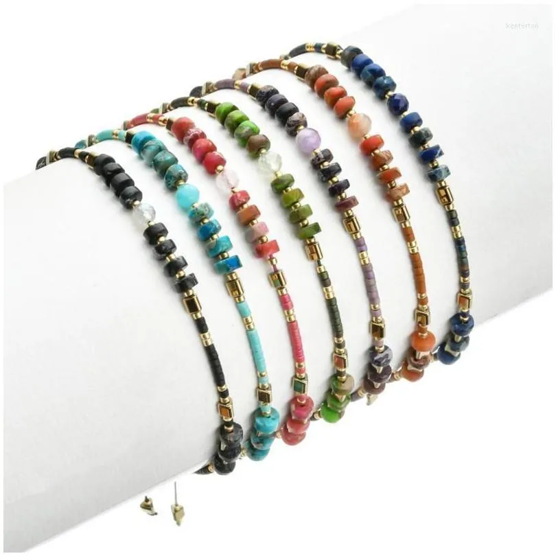 Bedelarmbanden Bedelarmbanden Zmzy Polsbandje Boho Stijl Natuursteen Armband Cilindrische Gelukskralen Bangle Vrouwen Mannen Handgemaakt Uni Dhnlg