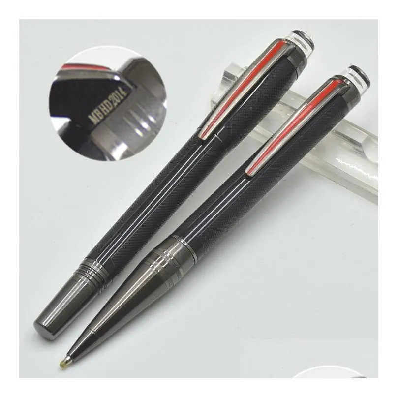 Stylos à bille Stylo cadeau de haute qualité Luxe Urban Speed Series Résine noire Rollerball Surfaces brossées plaquées PVD Bureau École Supp Dhitp