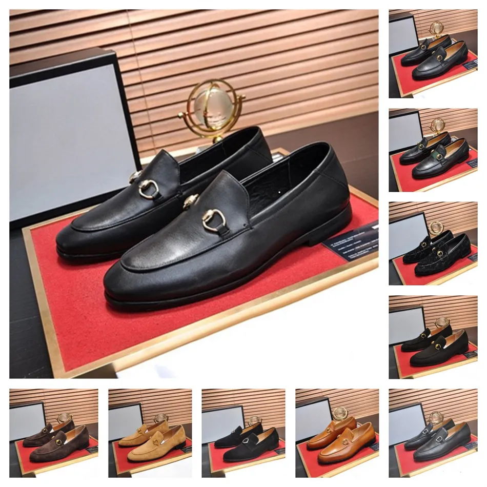 40 Style Nowe męskie buty podwójne klamra Ozdobiona czerwono-zielona taśma Stopa Czarne biznesowe buty skórzane rozmiar 38-46