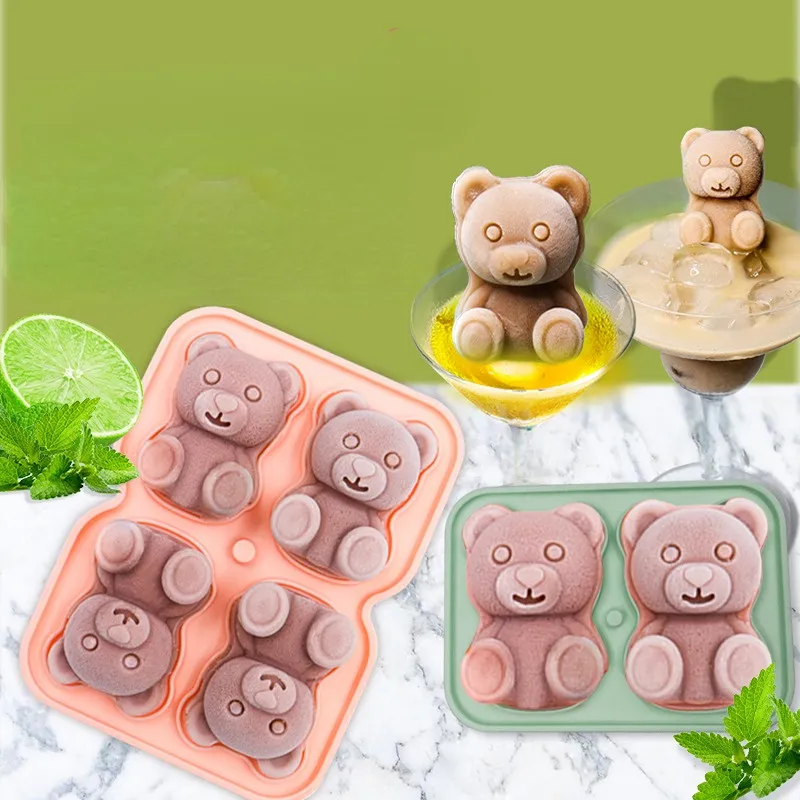 Little Bear Stampi per cubetti di ghiaccio Orso Cubetto di ghiaccio Palla di ghiaccio Cubo di ghiaccio in silicone Gelato Bar Gelato Stampo per scatola di ghiaccio per hockey su ghiaccio ghiacciato