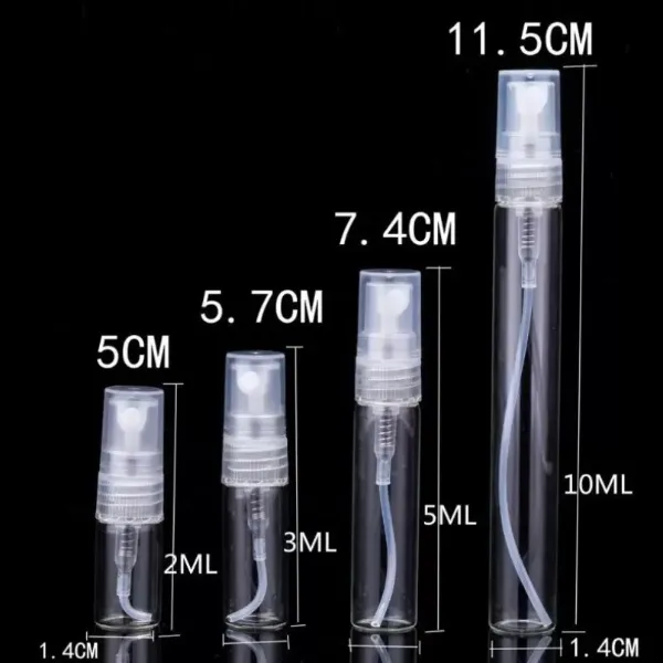 2ml/3ml/5ml/10ml Mini Refilable Spray Perfume Bottle Glass Travel Empty Atomizer Bottles Cosmetic Packaging Container