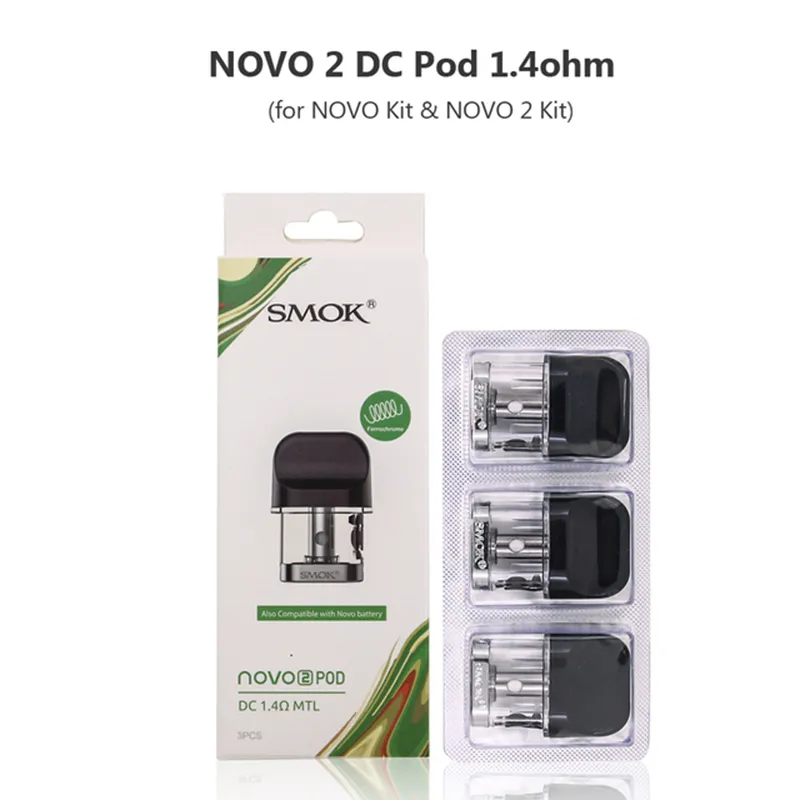 Smok Novo 2 Cartucho de 2 ml Compatible con malla 1.0ohm pod DC 1.4ohm mtl pod Bobina de cuarzo pod 1.4ohm