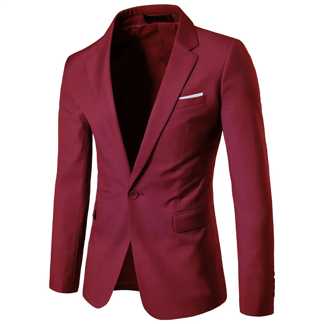 Abiti da uomo Blazer Giacca blazer bordeaux Giacca slim fit Uomo Tempo libero Fondo tinta unita Gioventù Piccolo cappotto singolo allentato Trend 231116