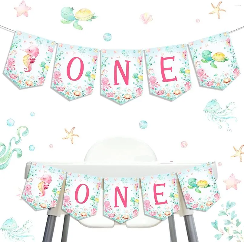 Party Decoration Fangleland Under The Sea Highchair Banner Ocean Themed 1st Birthday Decorations For Girl One First