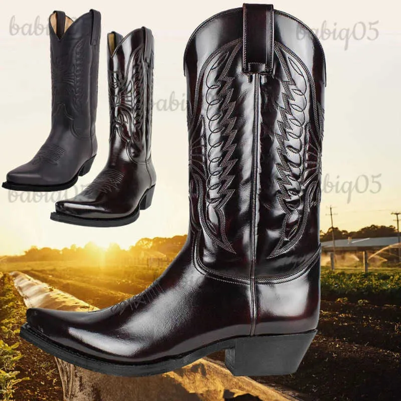 Botas de cowboy ocidental dedo apontado botas masculinas outono à prova dwaterproof água plus size botas de plataforma antiderrapante sapatos de caminhada para hombre t231117