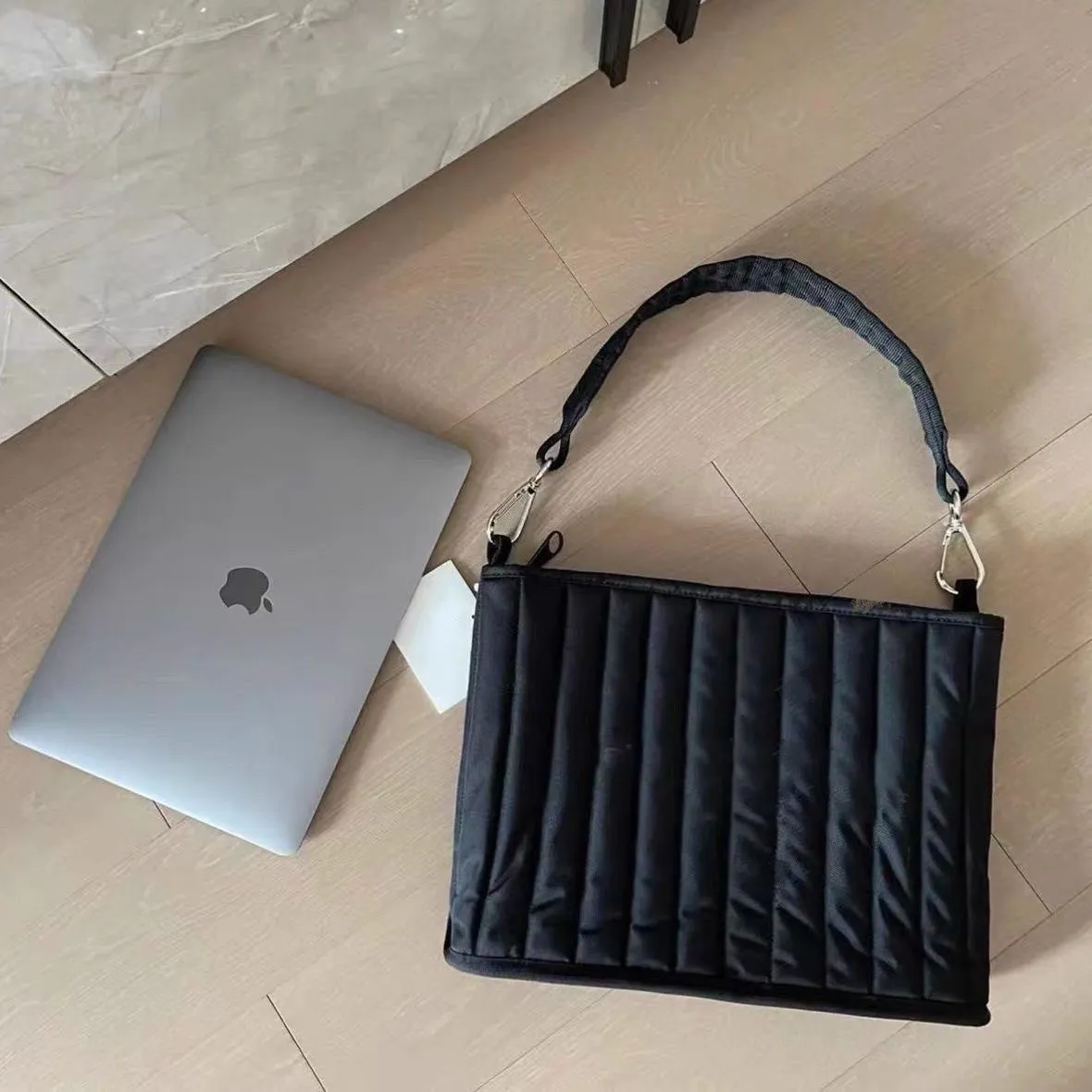 Designer Quilted Nylon Padded Shoulder Bag With Contrast Logo For Men