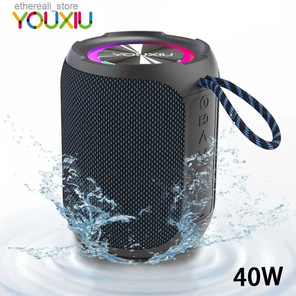 Mobiele telefoonluidsprekers YOUXIU 40W draagbare Bluetooth-luidspreker Subwoofer 360 graden stereo surround sound box Waterdicht IPX7 Ondersteuning TF TWS USB-luidsprekers Q231117