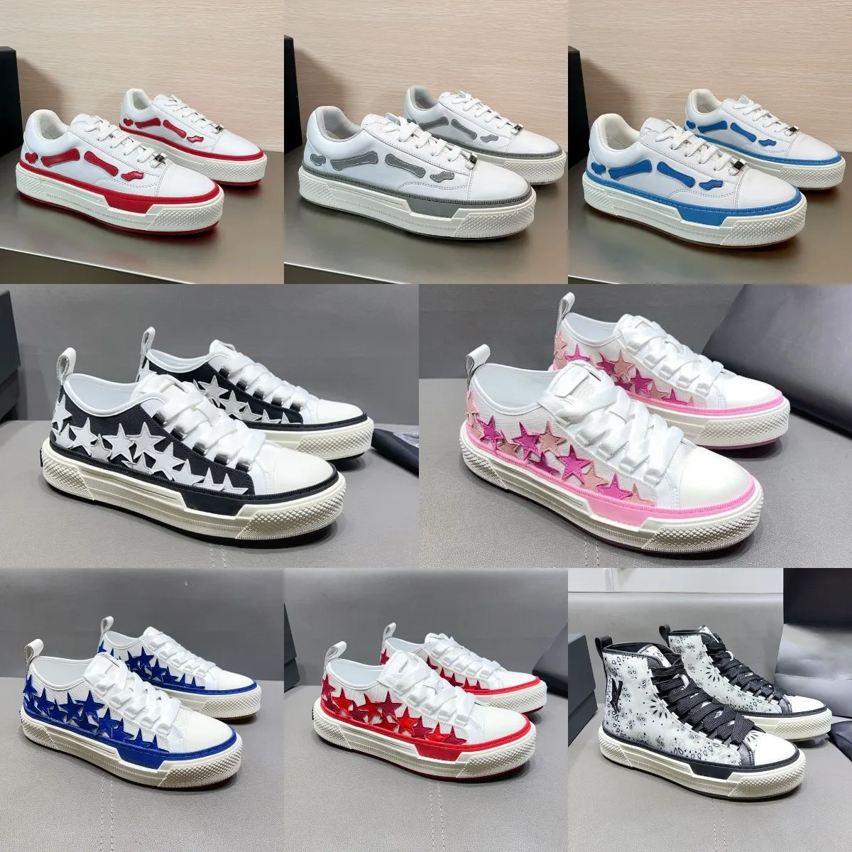 Sneakers Stars Court Designer Trainer Scarpe casual Scarpe da uomo Skel Top Sneakers basse AMI Scarpe Scarpe di tela da uomo Scarpe con plateau stringate nere grigie bianche