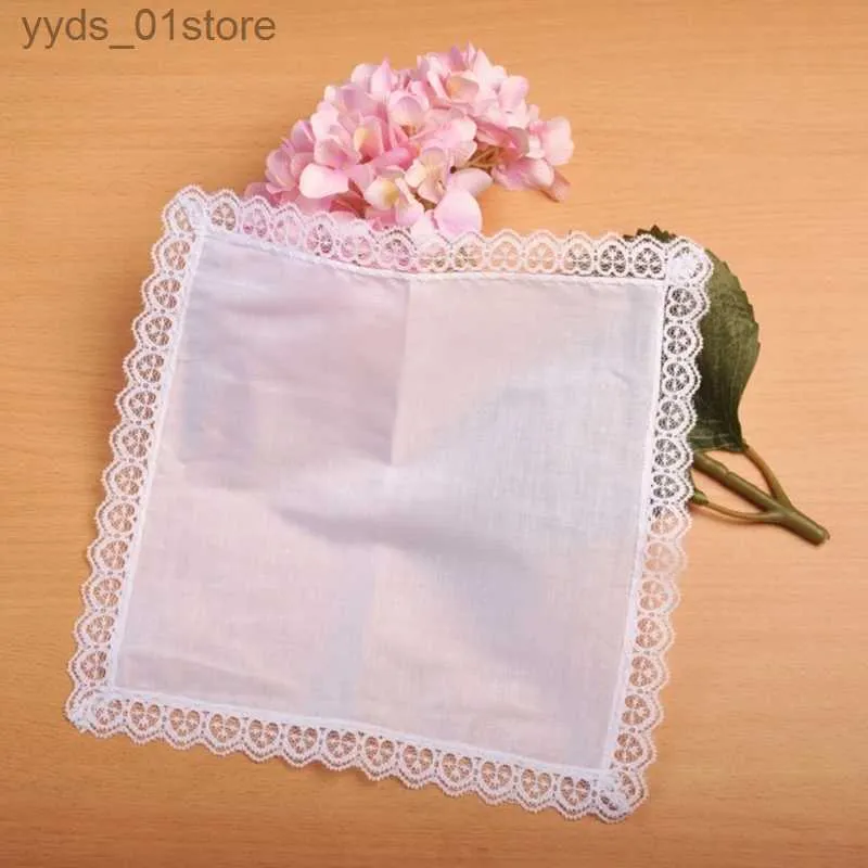 Mouchoirs M89E Mouchoirs en coton femmes classique lavable dentelle garniture Hankie broderie Tie-e mouchoirs pour adultes enfants L231117