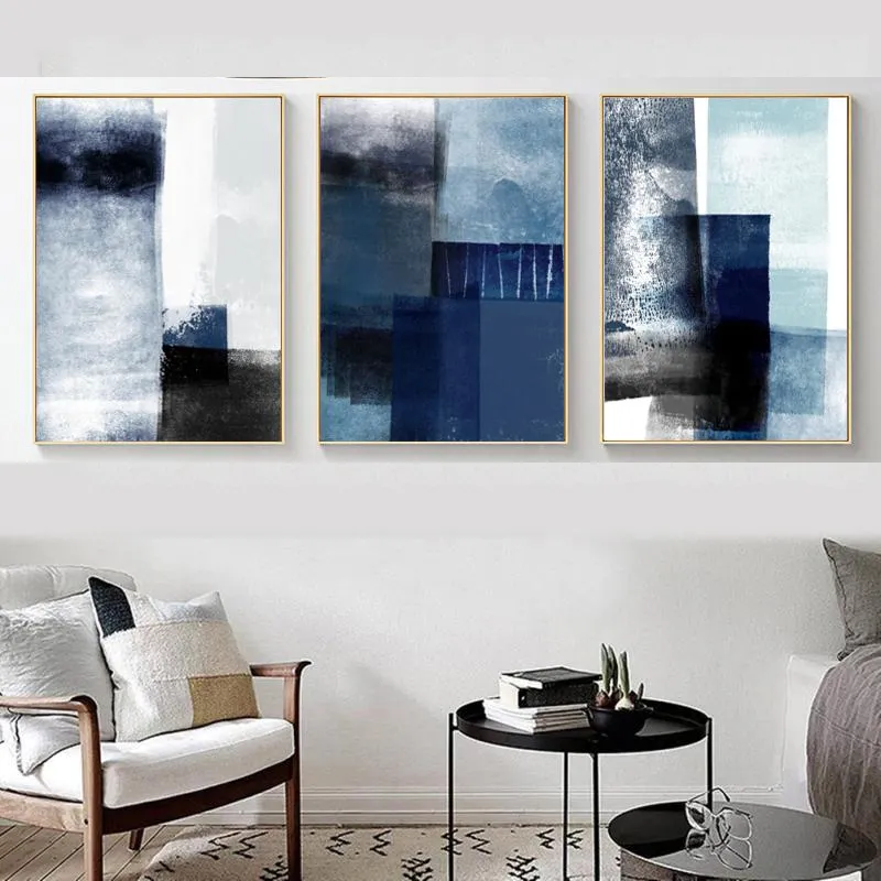 Poster e stampe di arte blu minimalista astratta Pittura su tela nordica Immagini di arte della parete per soggiorno Cuadros Decorazione della casa