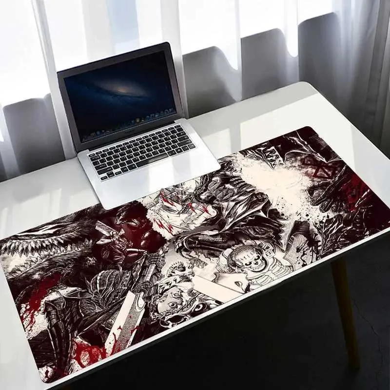 Mouse pads descansos de pulso mouse pad berserk guts anime dywan gamer 90x40cm xxl acessórios de jogos varmilo teclado computador mousepad cs go lol tapete de mesa yq231117