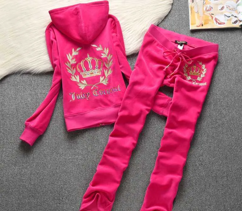 Womens Tiktok Two Piece Pants Velvet Juicy Coutoure Set Track Suit