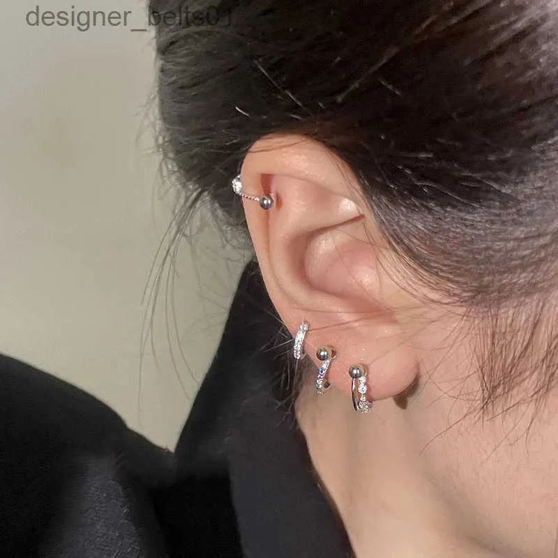 Stud 2 stücke Neue Stil Edelstahl Ohr Piercing Cz Stud Ohrringe Für Frauen Unregelmäßige Knorpel Helix Schraube Zurück Ohrring mädchen SchmuckL231117