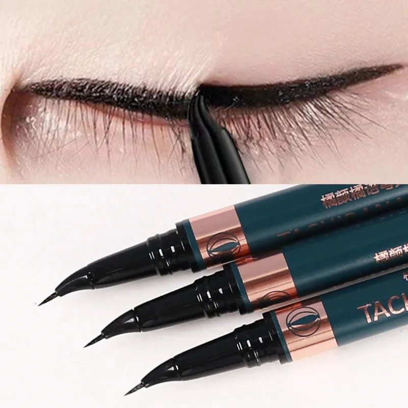 Eye ShadowLiner Combination Curved head tattoo lining 48h liquid pen ultrathin waterproof eyeliner extended contour shadow drooping 231117