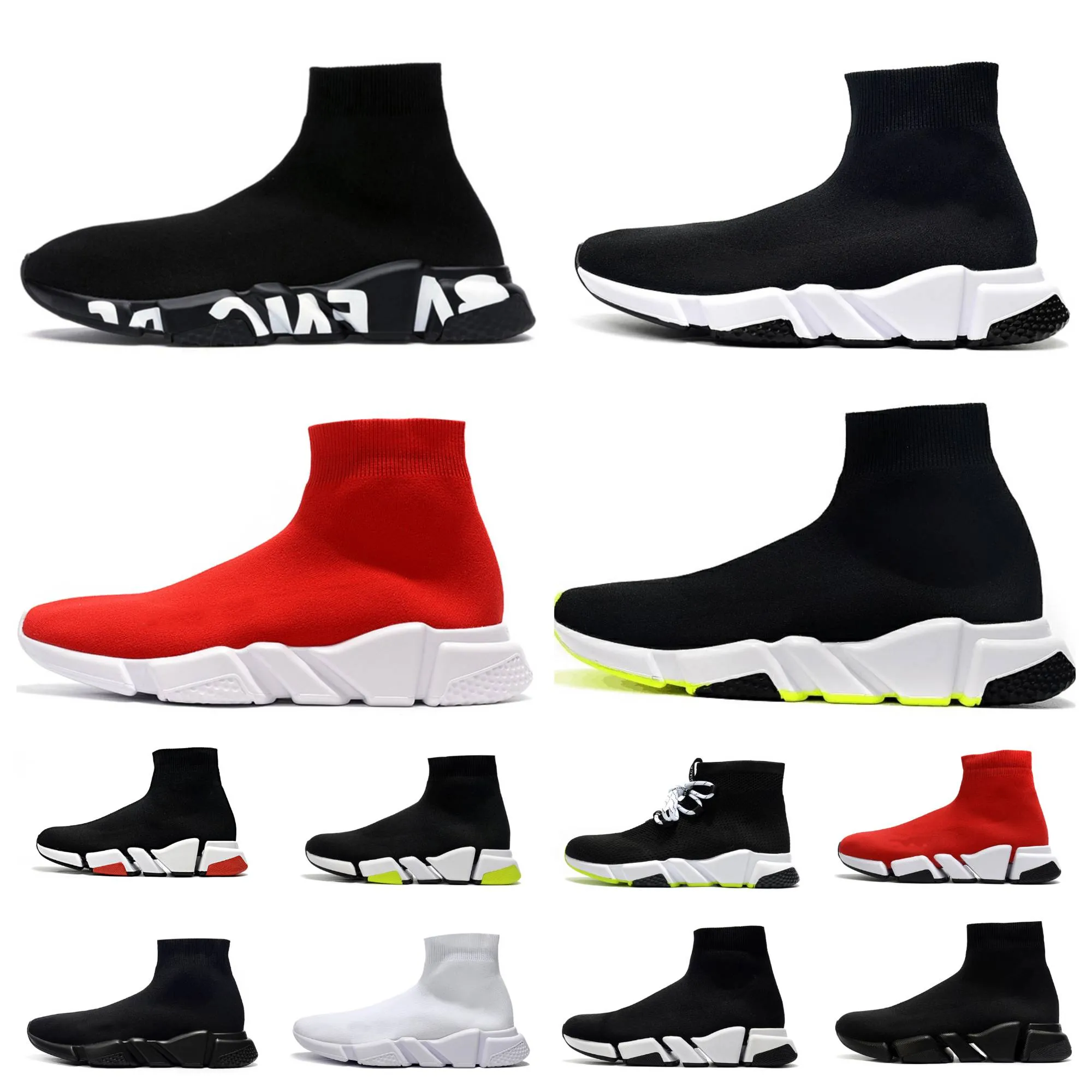 Designer Fly Scarpe casual Speed 1.0 2.0 knit SoCks Graffiti Scarpe da ginnastica Platform runner calzino scarpa nero bianco uomo donna Sneaker velocità allenatore corridori scarpe da ginnastica da esterno