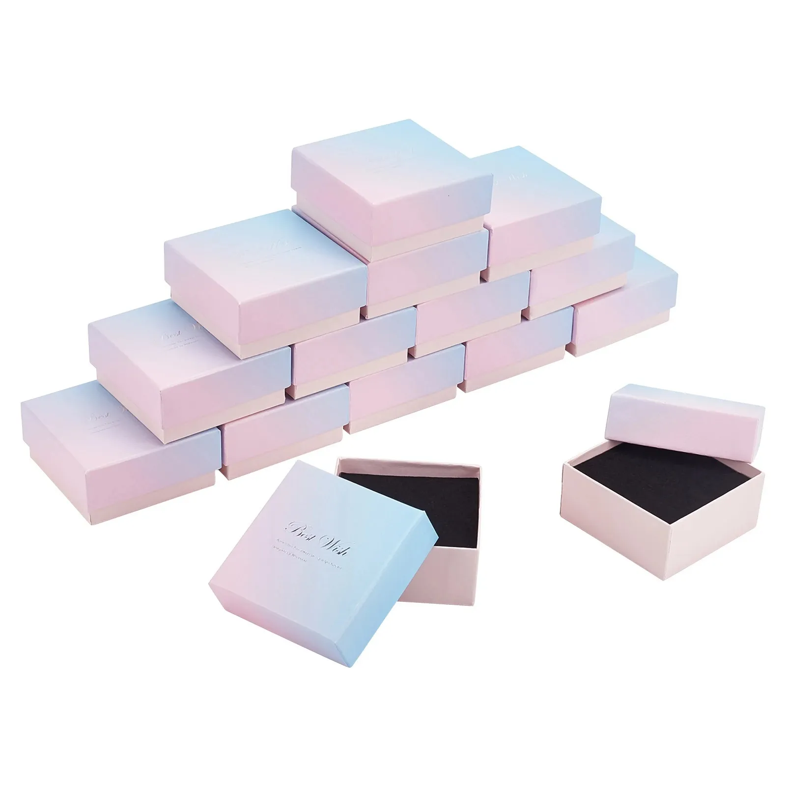 Caixas de jóias organizador caixa de presente de armazenamento colar brincos anel retângulo quadrado papel jóias embalagem display recipiente 231117