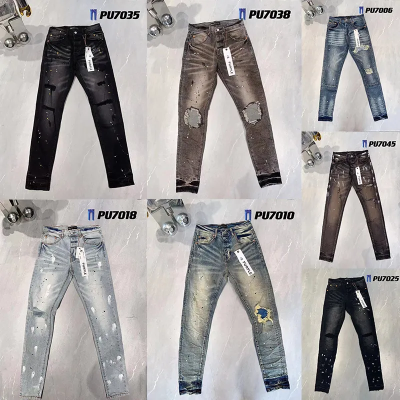 Purple Jeans 2023 Herrkvinnor Fashion Design Jeans Ejressade rippade cyklister Denim Cargo For Men Women Mans Black Pants