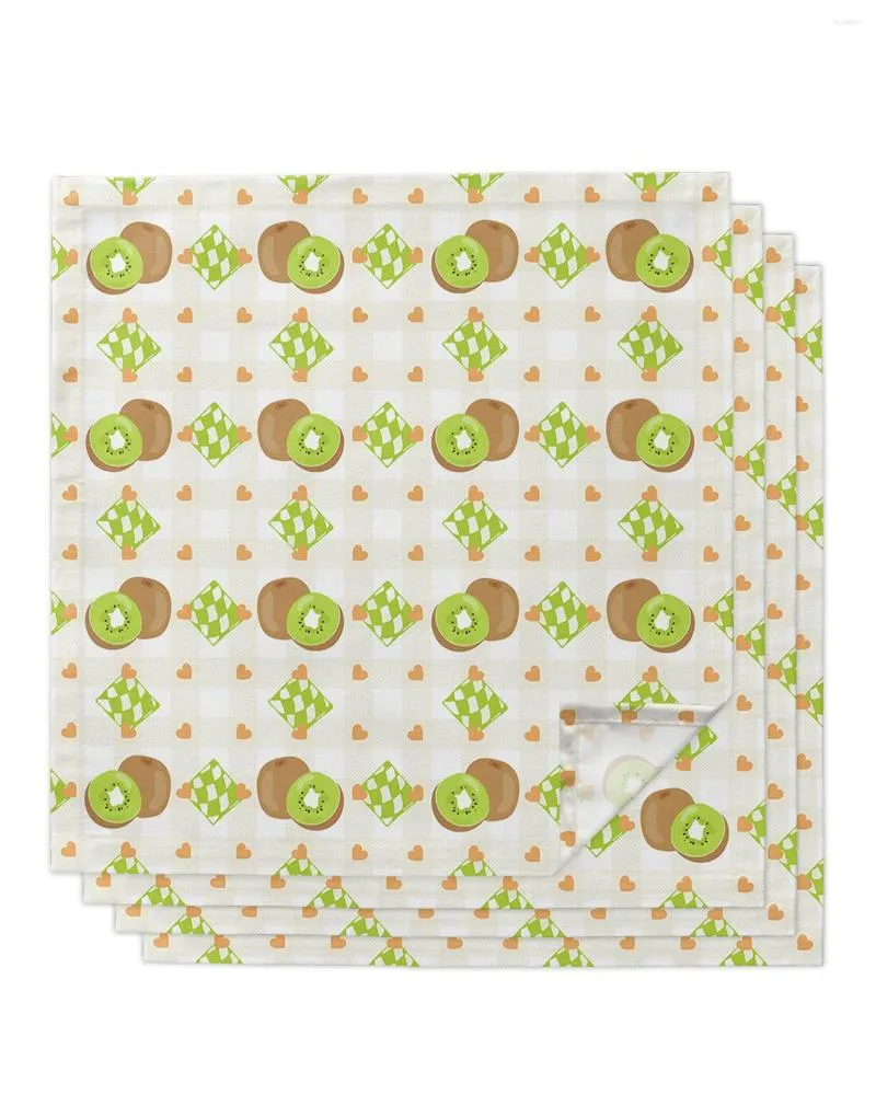 Table Napkin 4pcs Fruit Kiwi Plaid Love Square 50cm Party Wedding Decoration Cloth Kitchen Dinner Serving Napkins