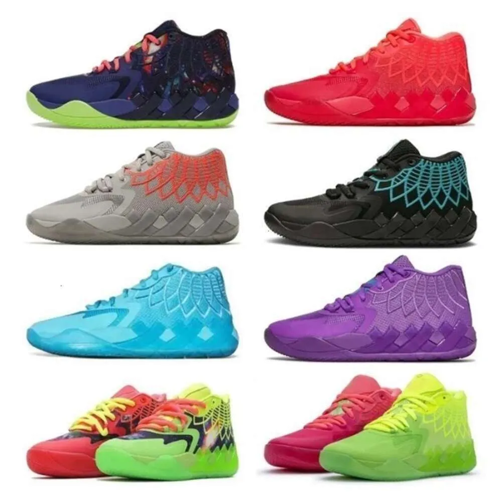 Mit Box LaMelo Ball 1 MB.01 Herren Basketballschuhe Sneaker Black Blast City LO UFO Not From Here City Rick und Morty Rock Ridge Red Herren