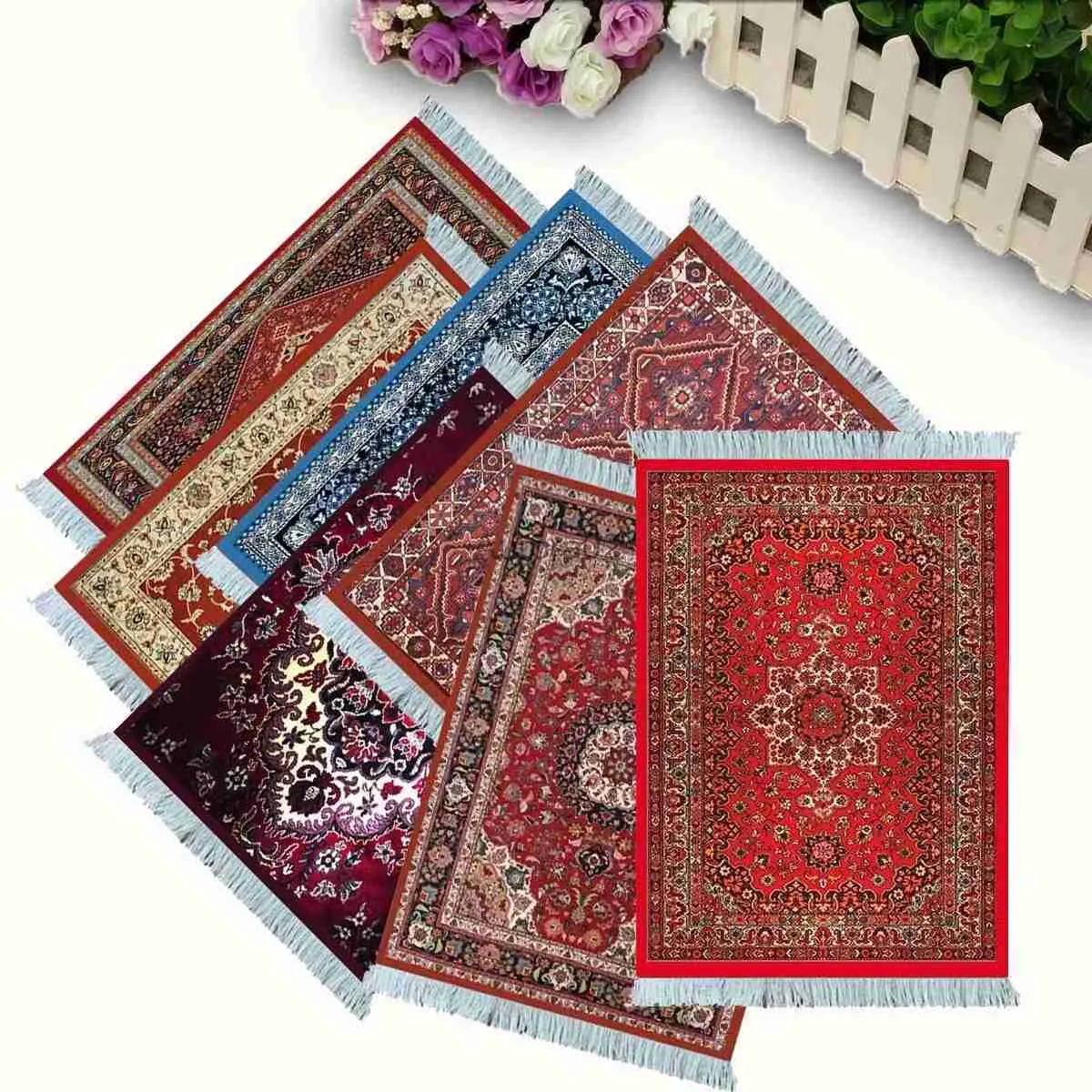 Mouse Pads Wrist Rests Persian carpet Woven flower small coaster wholesale merchants cheap mouse pad desk mat retro style rubber non-slip computer mats YQ231117