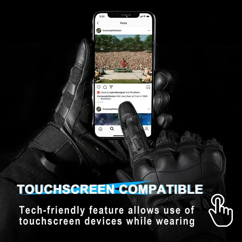 EGNMCR Gants de Protection en Caoutchouc pour Hommes Écran Tactile Airsoft Moto Chasse Extérieur A chopper