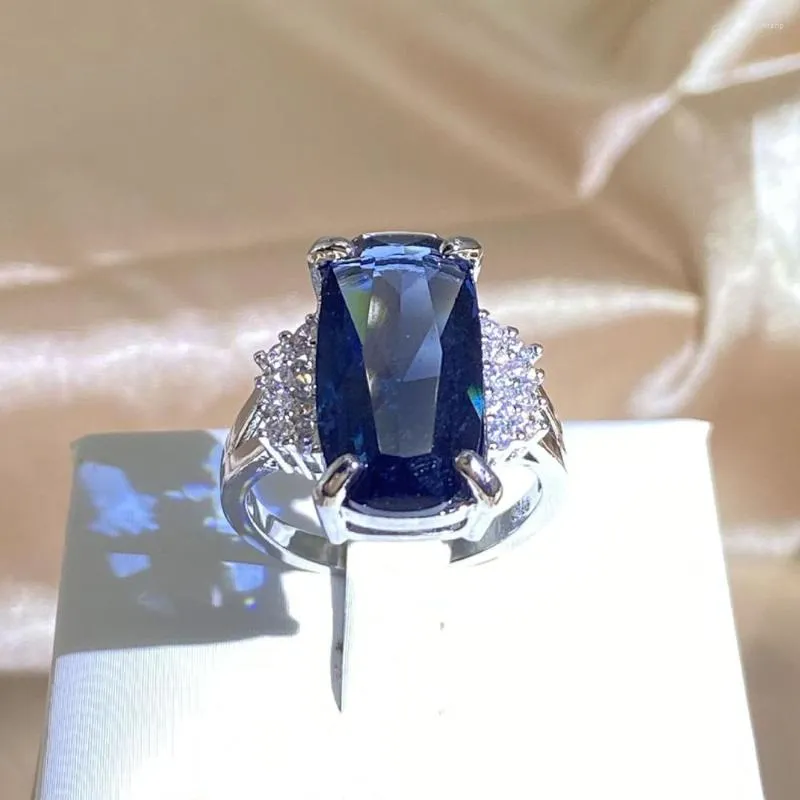 Cluster Ringe WPB Premium Damen Nachahmung Big Sapphire Ring Damen Luxus Schmuck Brillant Zirkon Design Geschenk Party Für Schöne Mädchen