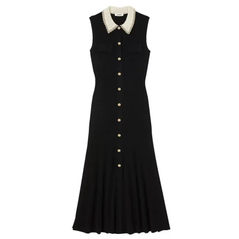 Robe D'été Légère Sandra Darren Noir Imprimé Taille 16, Dos Nu, Genou - Super Mignonne