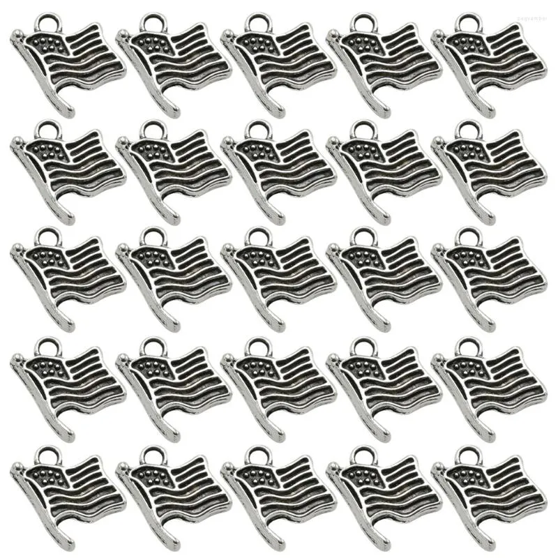 Pendant Necklaces 50 PCS Jewelry Making Pendants US Flag Trinket Charm Vintage American Small DIY Charms