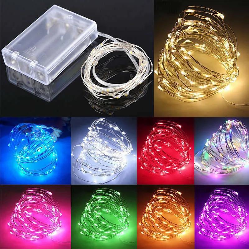 LED Strings Nouveau 2M 3M 5M 10M Fil De Cuivre LED Guirlande Lumineuse Éclairage De Vacances Fée Guirlande Pour Arbre De Noël Décoration De Fête De Mariage P230414