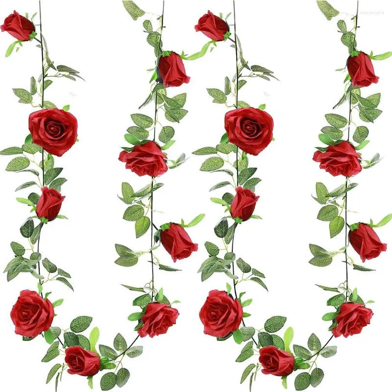 Fiori decorativi Confezione da 2 ghirlande floreali artificiali Vite di rose finte da appendere per centrotavola per matrimoni Baby Shower