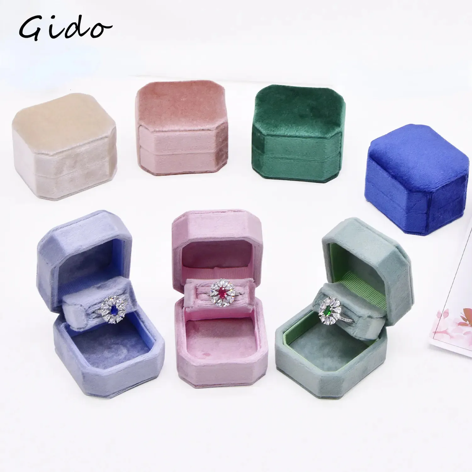 Smyckeslådor Square Velvet Ring Box Earring Holder Case Packaging Marriage Storage Display Joyeros Organizador de Joyas 231117