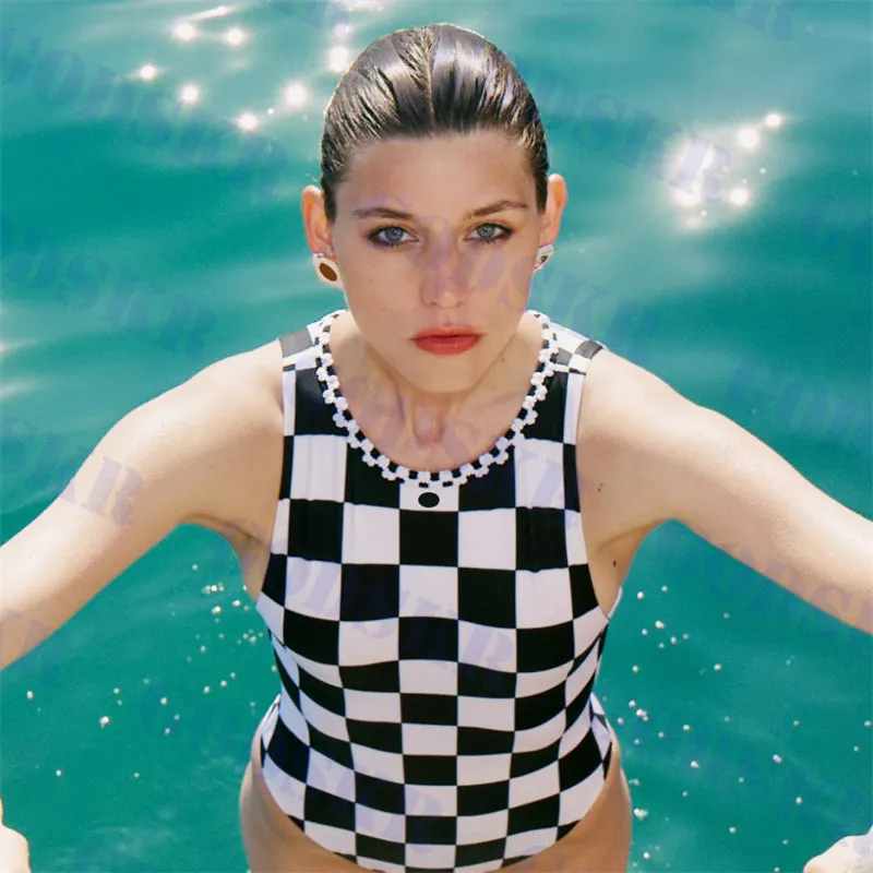 Designer Bikini Black White Plaid Swimwear Womens One Piece Swimsuit Fashion New Bathing Suit