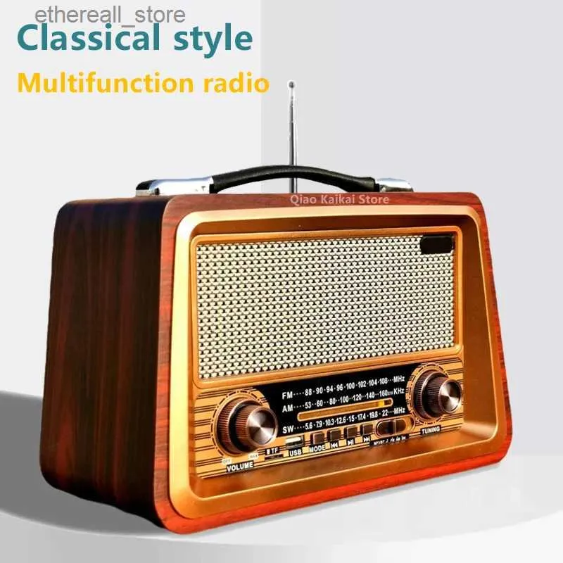 Cell Phone Speakers Retro Portable Radio Wireless Bluetooth-compatiable HIFI Speaker Stereo AM/FM Radio Receiver Player USB TF AUX MP3 Classic Style Q231117