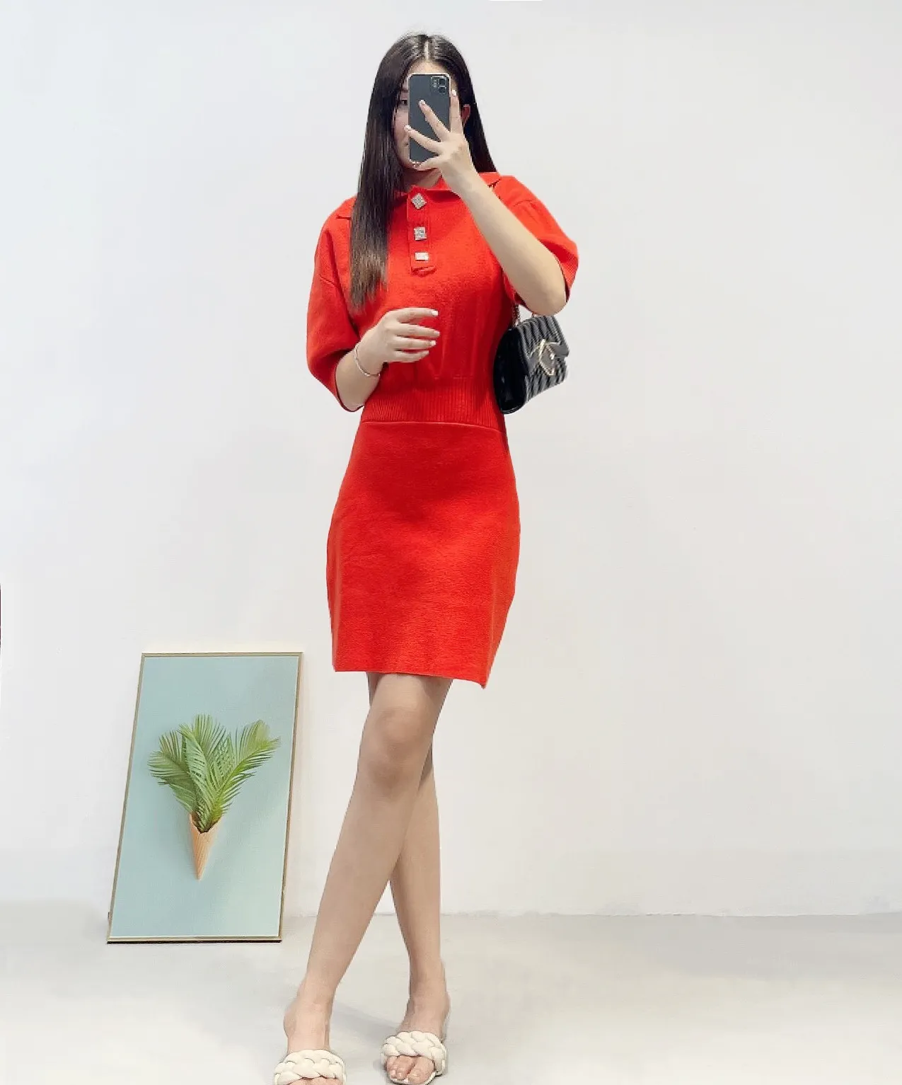 Robe Polo En Tricot Rouge Pour Femmes Manches Courtes Melange En Laine Au Dessus Du Genou Tenue Quotidienne Decontractee Du 73 3 DHgate