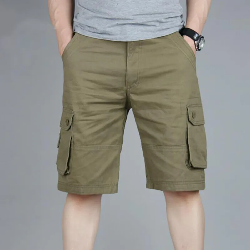 Shorts masculinos de verão shorts casuais de vários bolsos masculinos finos de cargo militar shorts táticos homens algodão de algodão solto casual calça curta 230417