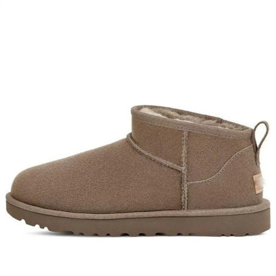 Handgjorda anpassade kvinnors mode retro varma snöstövlar avslappnade skor ug klassisk ultra mini boot 'smokey brown' 1116109-skp